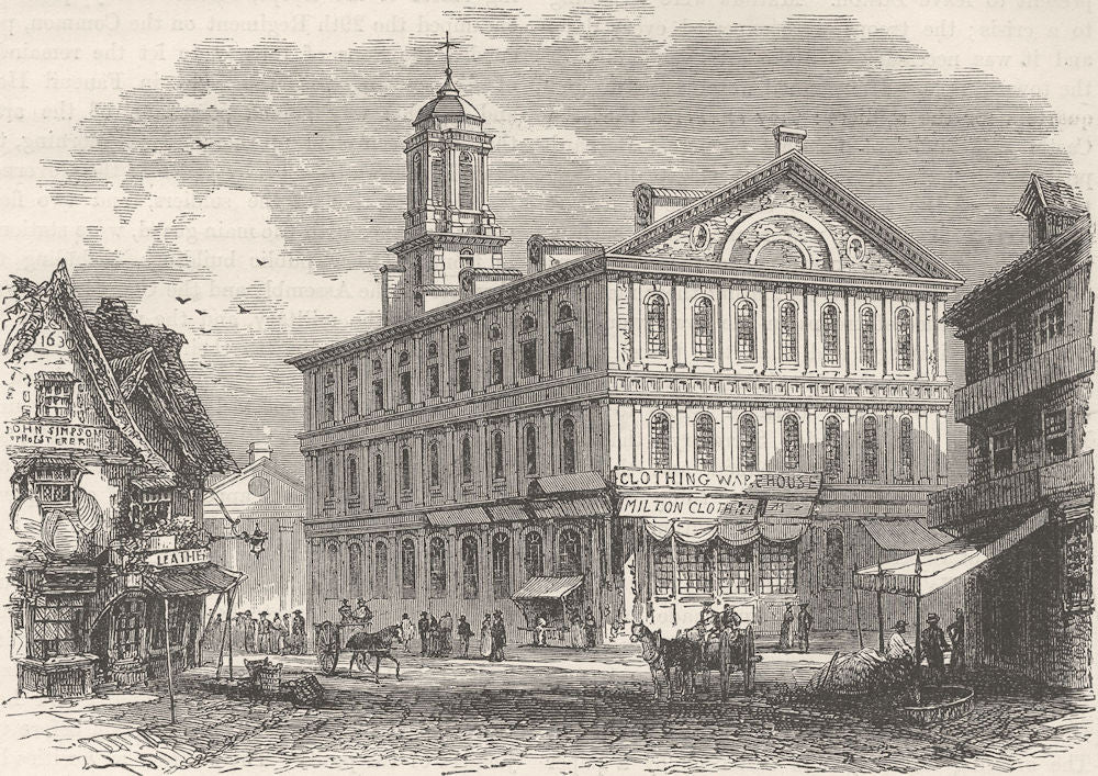 MASSACHUSETTS. Faneuil Hall, Boston c1880 old antique vintage print picture